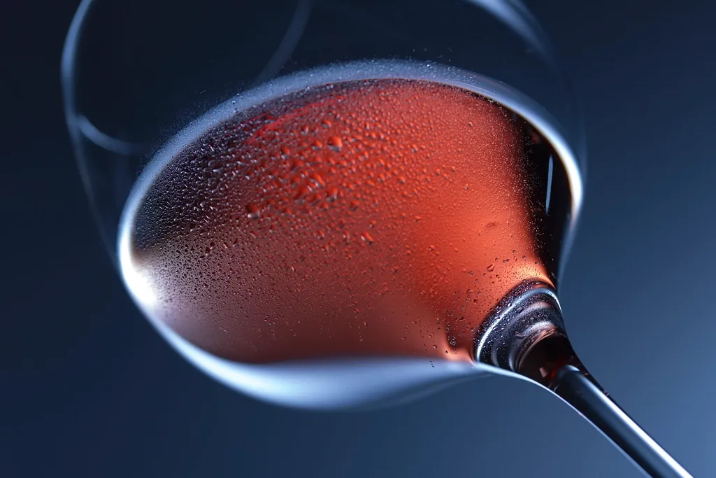 Red wine glass closeup image