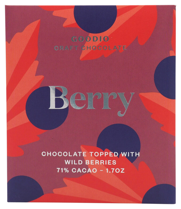 Goodio Craft Chocolate ‘Berry’ 71% Dark Chocolate topped with wild berries (48 grams)