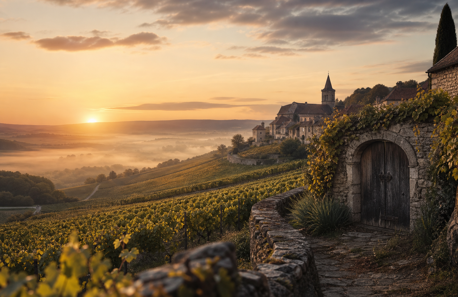 Barolo town in Piedmont surrounded by Langhe vineyards